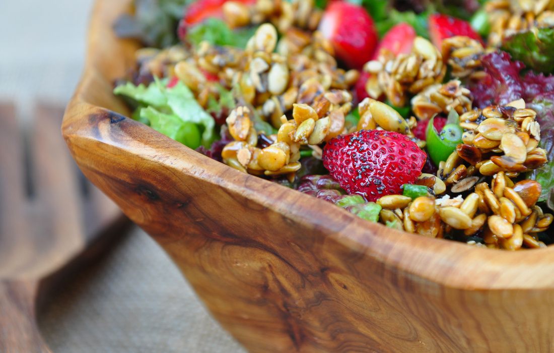 Strawberry Salad with Candied Pumpkin Seeds