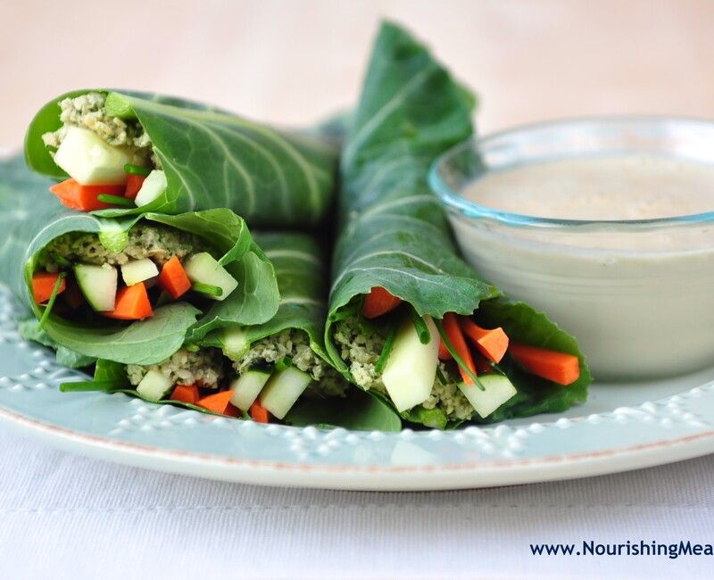 Raw Thai Wraps with Cilantro-Pumpkin Seed Pâté and a Dipping Sauce
