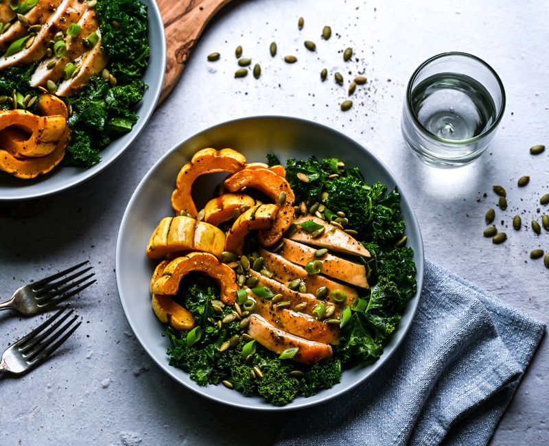 ROASTED HONEY-MUSTARD CHICKEN - DELICATA SQUASH - MASSAGED KALE BOWLS-12