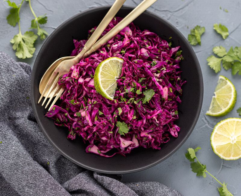 Red Cabbage Cilantro Lime Slaw