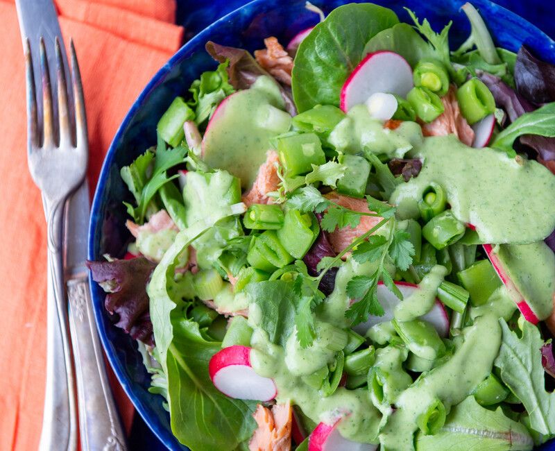 Spring Salad with Snap Peas, Salmon, and Radishes